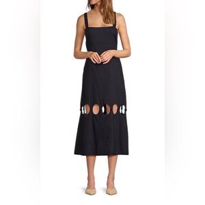 Antonio Melani Amalia Linen Blend Square Neck Sleeveless Midi Dress